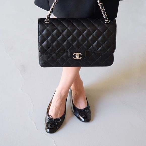CHANEL Shoes - Chanel Lamb Leather Cap Toe Ballet Flat